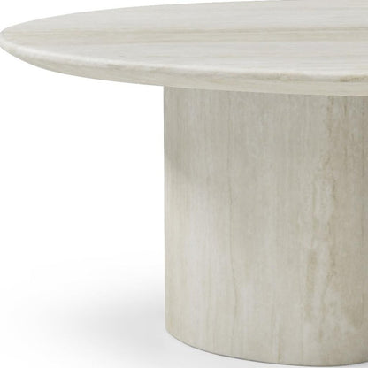 17" Beige Marble Oval Pedestal End Table HomeRoots