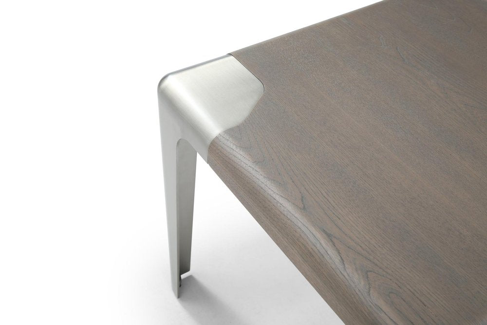 20" Ash Gray and Silver Wood and Stainless Steel Square End Table HomeRoots