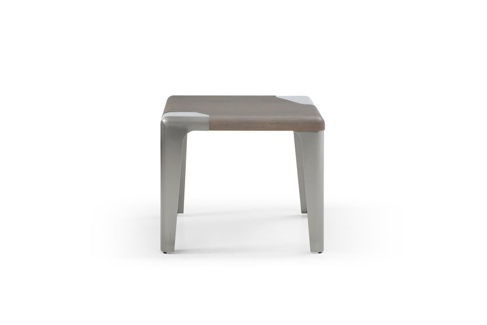 20" Ash Gray and Silver Wood and Stainless Steel Square End Table — view 2