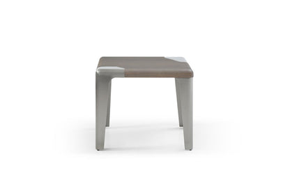 20" Ash Gray and Silver Wood and Stainless Steel Square End Table HomeRoots