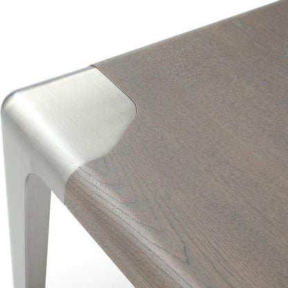20" Ash Gray and Silver Wood and Stainless Steel Square End Table HomeRoots