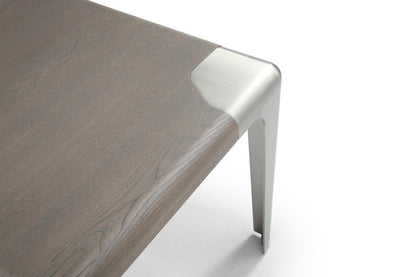 20" Ash Gray and Silver Wood and Stainless Steel Square End Table HomeRoots