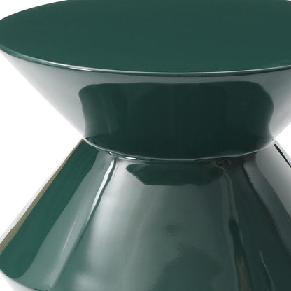 18" Green Wood Round Top Geo Pedestal End Table HomeRoots