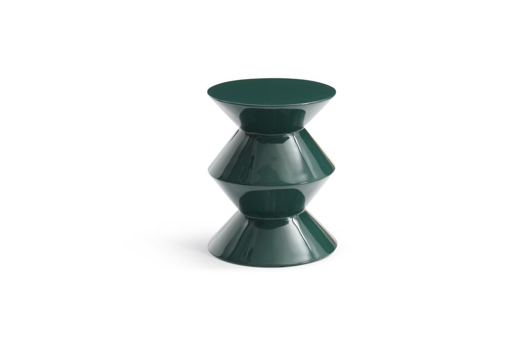 18" Green Wood Round Top Geo Pedestal End Table HomeRoots