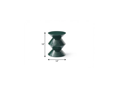 18" Green Wood Round Top Geo Pedestal End Table HomeRoots