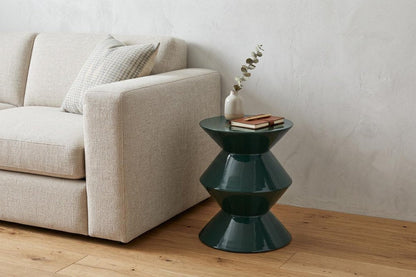 18" Green Wood Round Top Geo Pedestal End Table HomeRoots