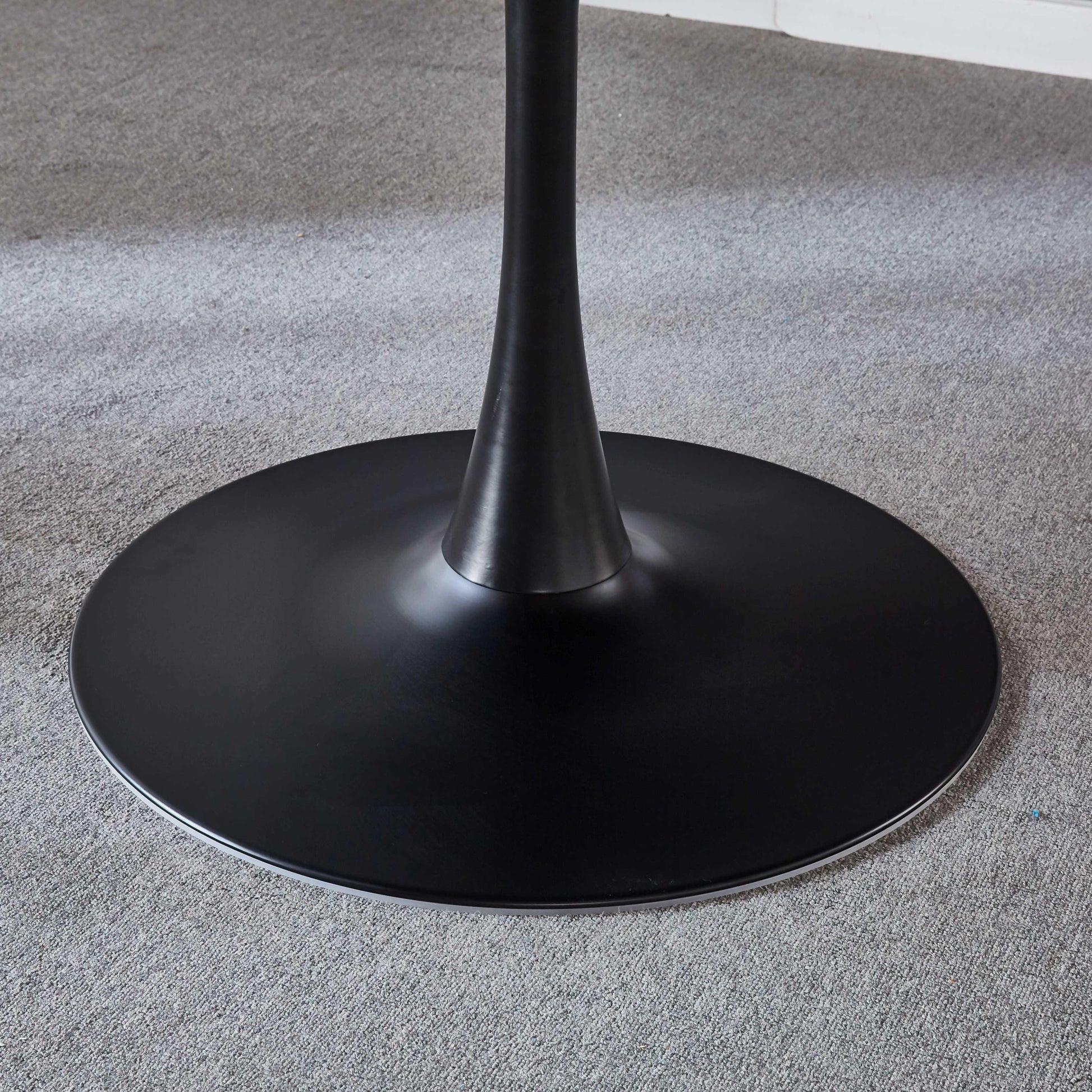 42.1"Black Tulip Table Mid-century Dining Table for 4-6 people With Round Mdf Table Top Pedestal Dining Table - FurniFindUSA