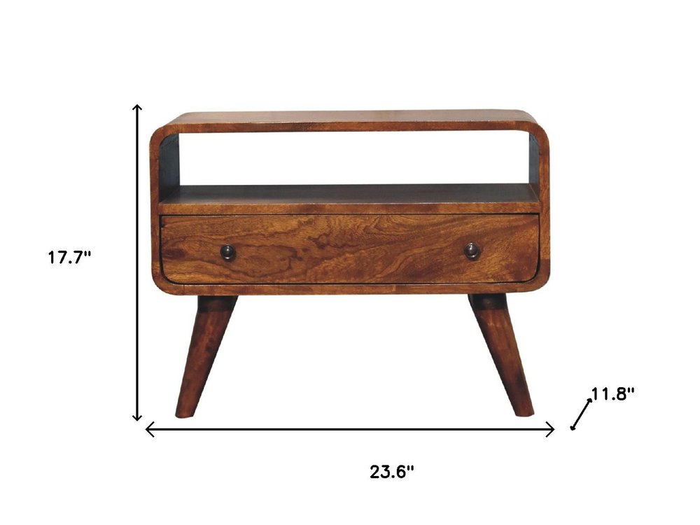 24" Brown Solid Wood Fireplace TV Stand — view 10