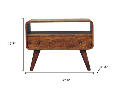 24" Brown Solid Wood Fireplace TV Stand