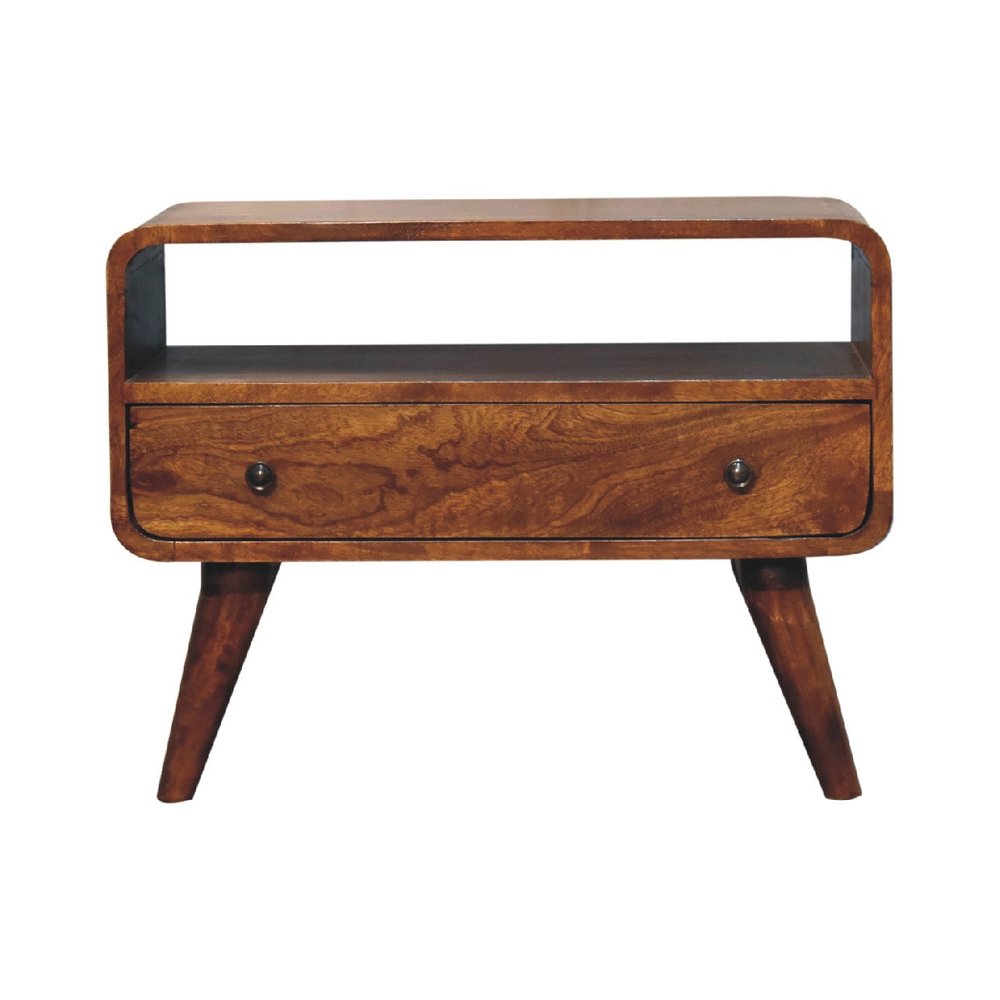24" Brown Solid Wood Fireplace TV Stand — view 1