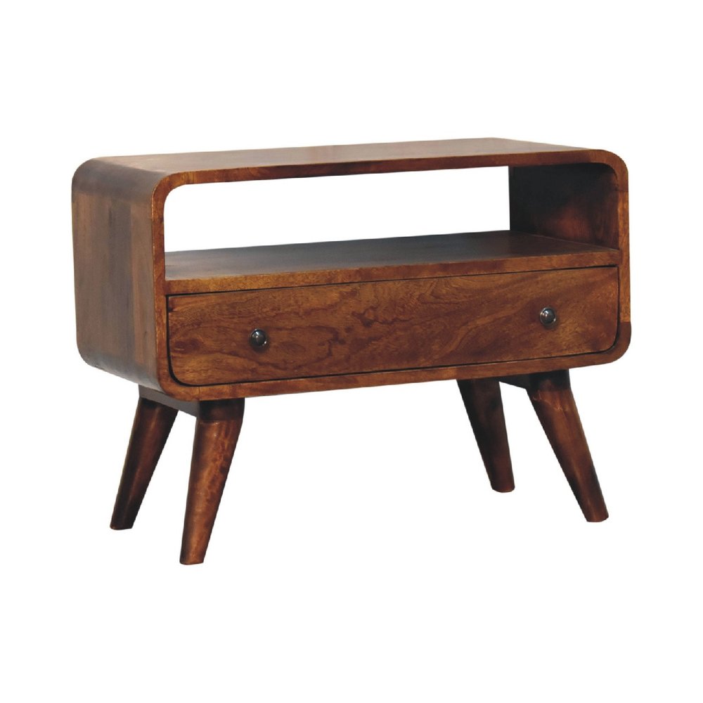 24" Brown Solid Wood Fireplace TV Stand — view 2