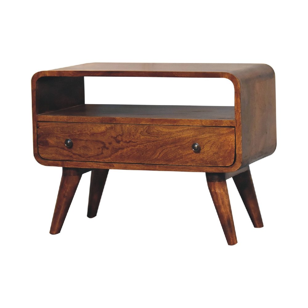 24" Brown Solid Wood Fireplace TV Stand — view 3