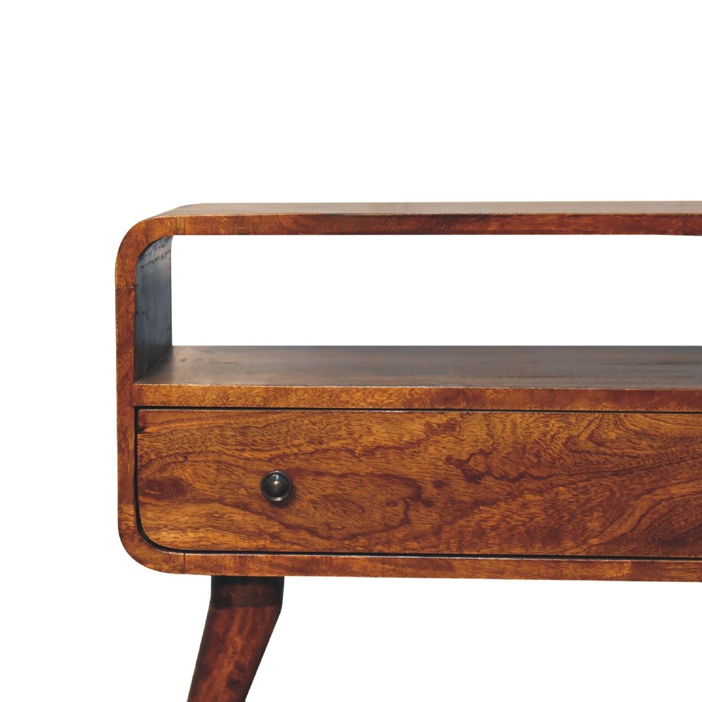 24" Brown Solid Wood Fireplace TV Stand — view 4