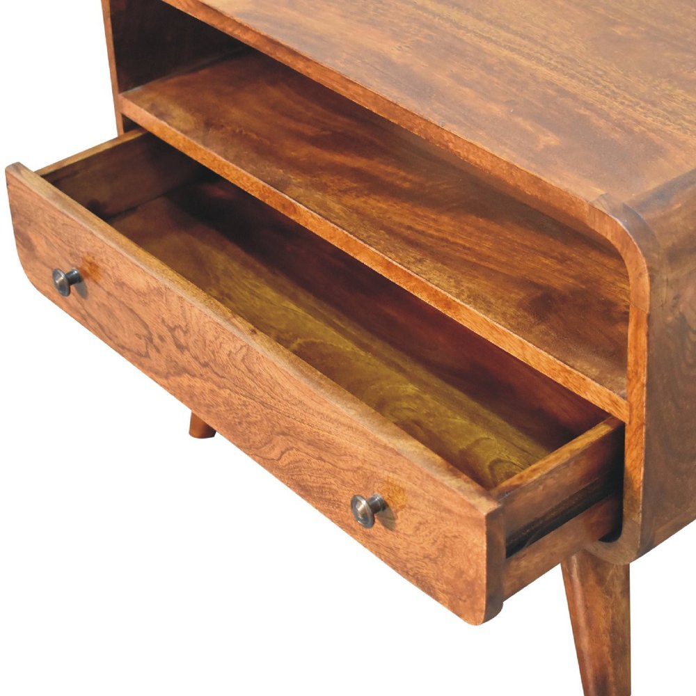 24" Brown Solid Wood Fireplace TV Stand — view 6