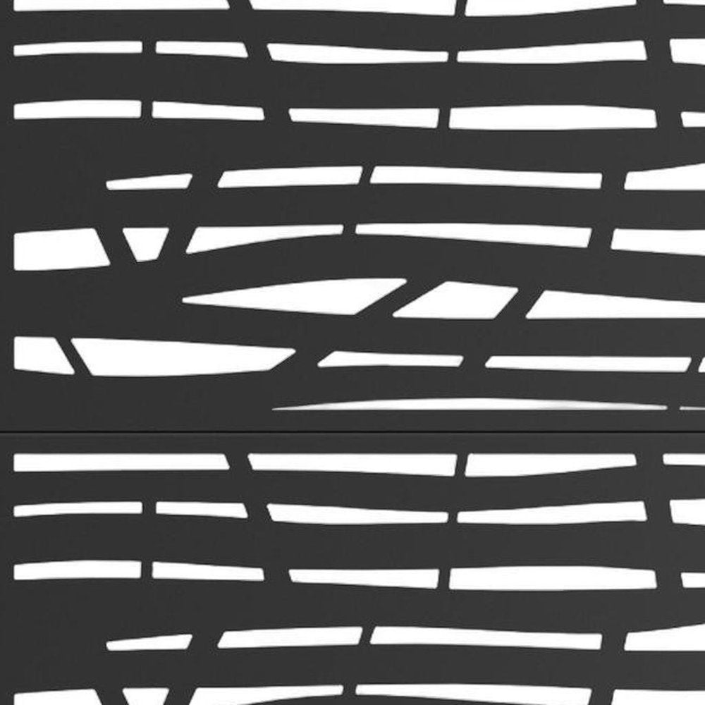 72" Black Argyle Steel Three Panel Outdoor Privacy Screen — view 3
