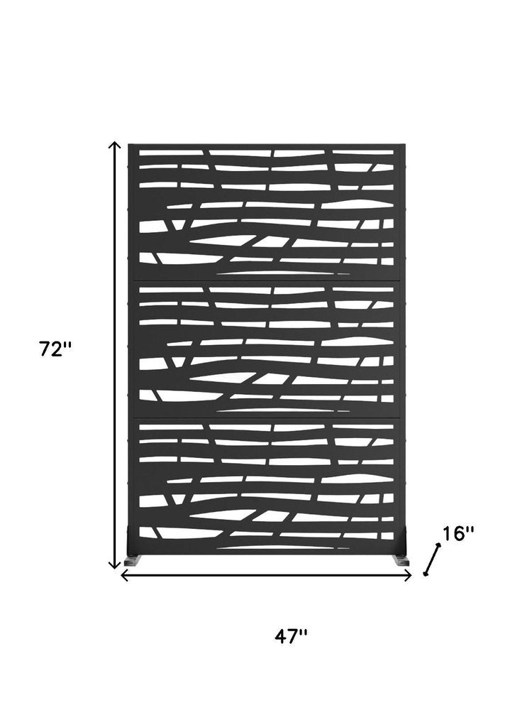 72" Black Argyle Steel Three Panel Outdoor Privacy Screen — view 4