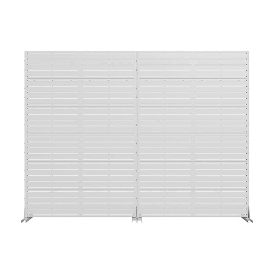 72" White Argyle Steel Six Panel Outdoor Privacy Screen
