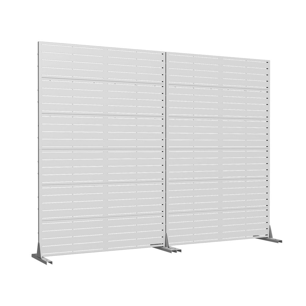 72" White Argyle Steel Six Panel Outdoor Privacy Screen — view 2