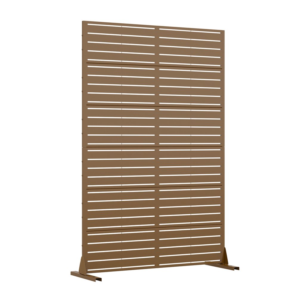 72" Brown Argyle Steel Six Panel Outdoor Privacy Screen — view 1