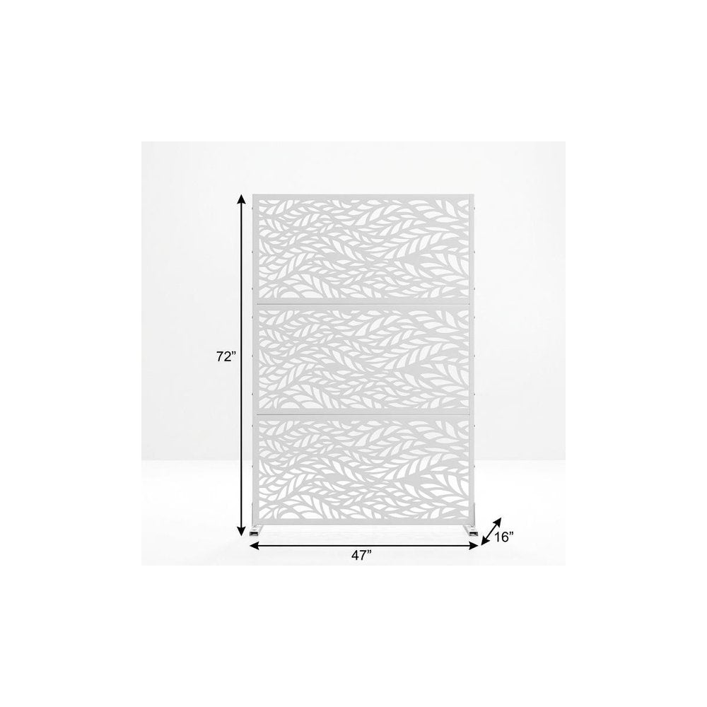 72" White Argyle Steel Three Panel Outdoor Privacy Screen HomeRoots