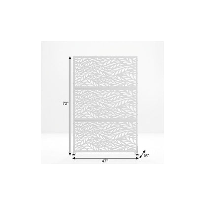 72" White Argyle Steel Three Panel Outdoor Privacy Screen HomeRoots