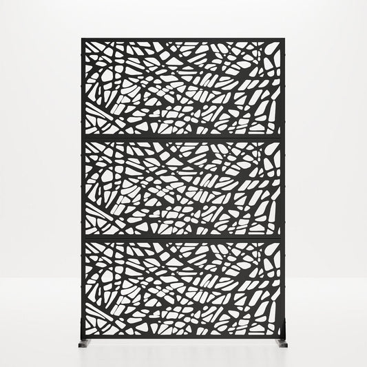72" Black Argyle Steel Three Panel Outdoor Privacy Screen