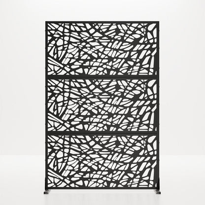 72" Black Argyle Steel Three Panel Outdoor Privacy Screen