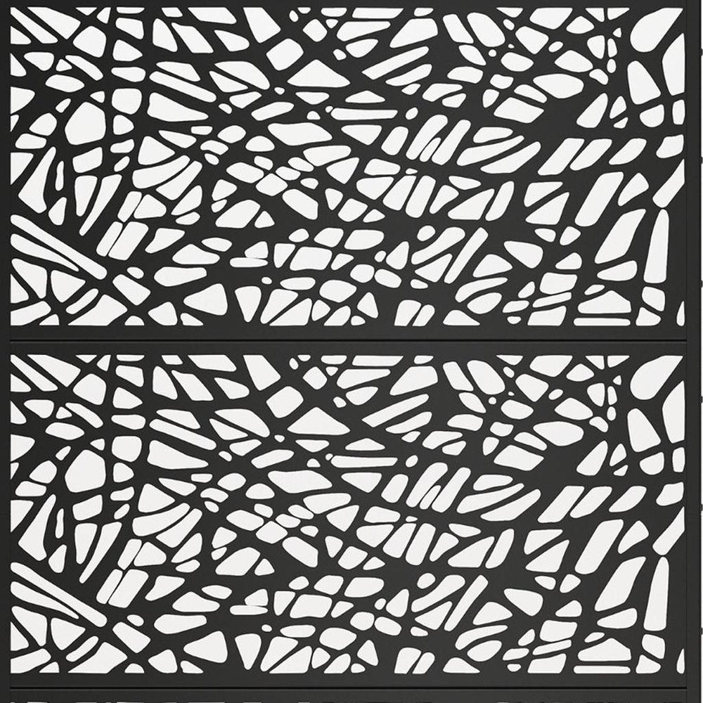 72" Black Argyle Steel Three Panel Outdoor Privacy Screen — view 3