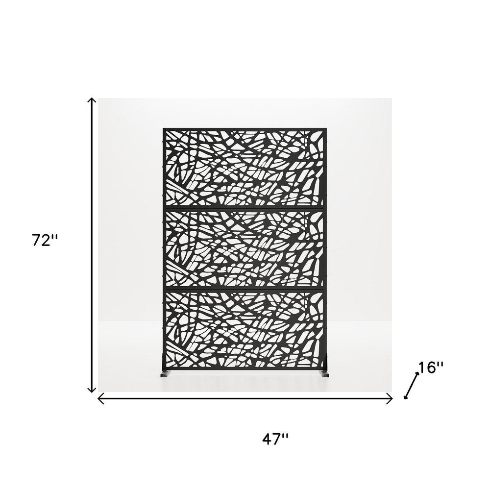 72" Black Argyle Steel Three Panel Outdoor Privacy Screen — view 4