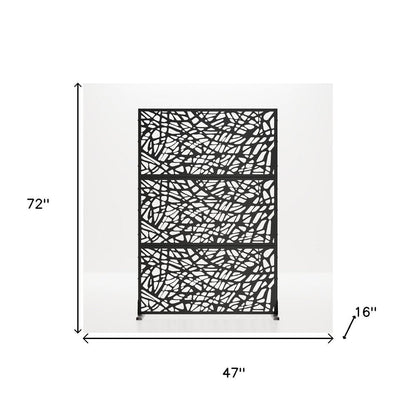 72" Black Argyle Steel Three Panel Outdoor Privacy Screen