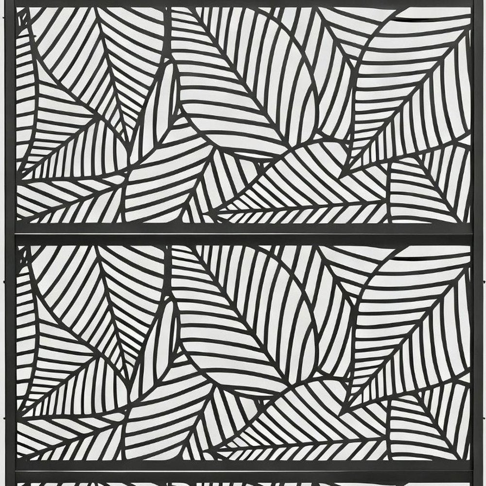 72" Black Argyle Steel Three Panel Outdoor Privacy Screen HomeRoots