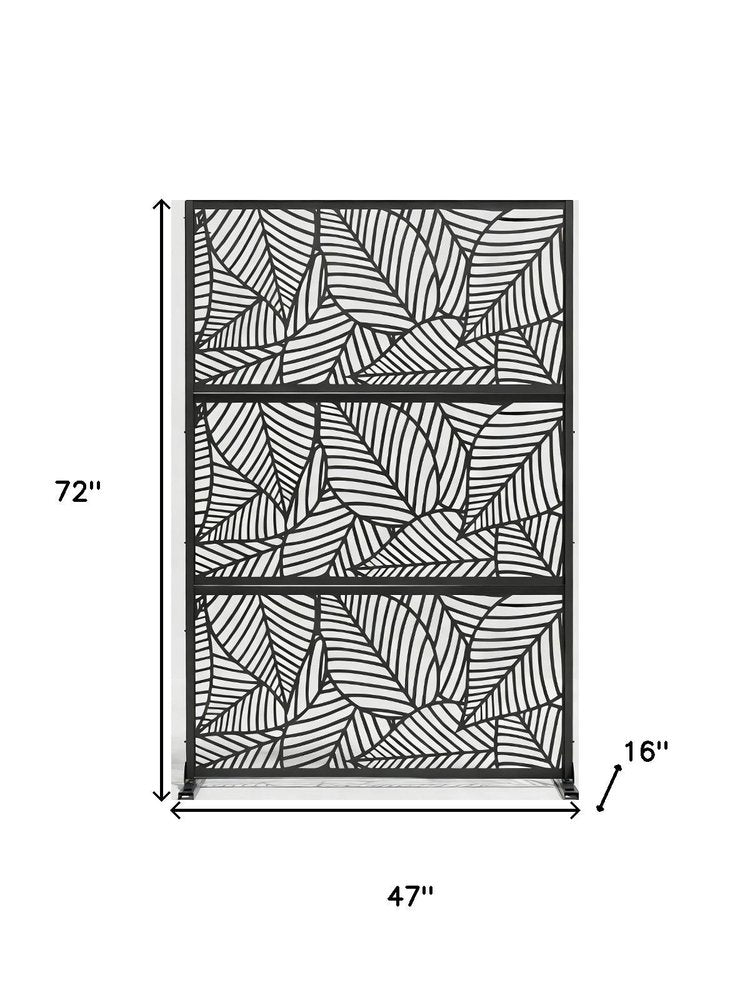 72" Black Argyle Steel Three Panel Outdoor Privacy Screen — view 5