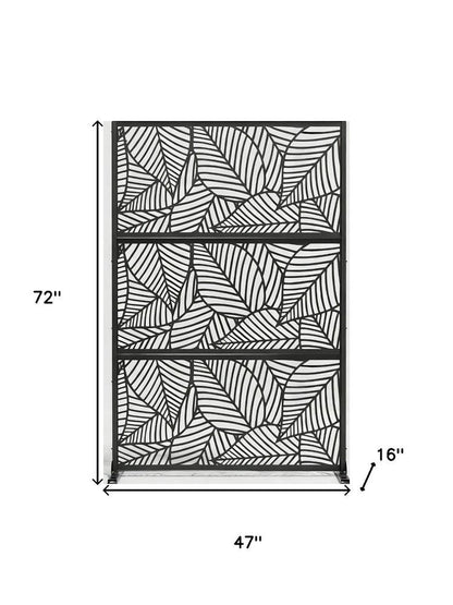 72" Black Argyle Steel Three Panel Outdoor Privacy Screen HomeRoots
