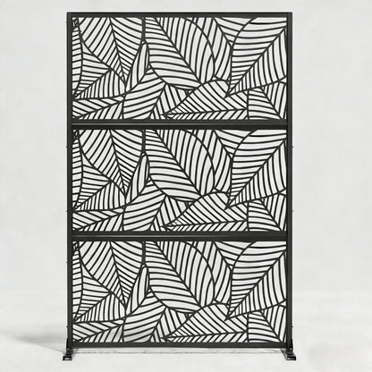 72" Black Argyle Steel Three Panel Outdoor Privacy Screen HomeRoots