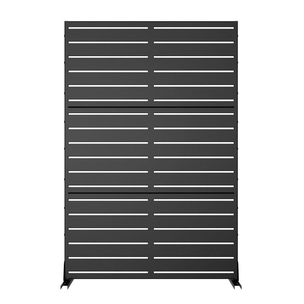 72" Black Argyle Steel Three Panel Outdoor Privacy Screen — view 2