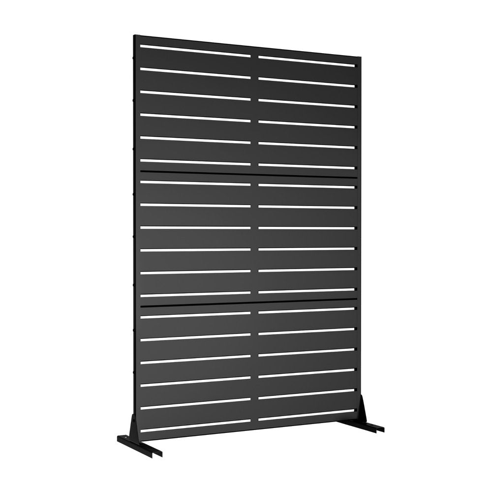 72" Black Argyle Steel Three Panel Outdoor Privacy Screen — view 3