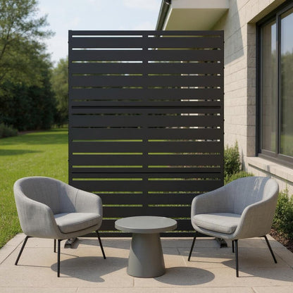 72" Black Argyle Steel Three Panel Outdoor Privacy Screen HomeRoots