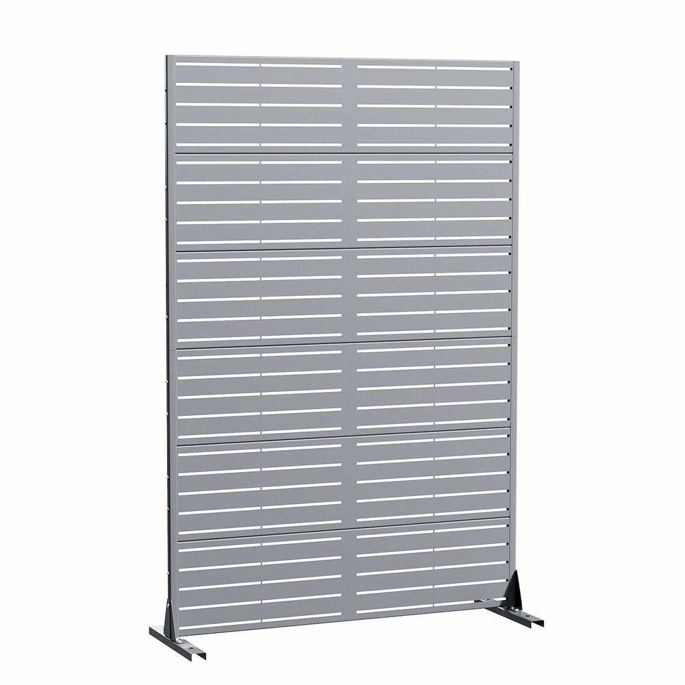 72" Gray Argyle Steel Six Panel Outdoor Privacy Screen — view 1