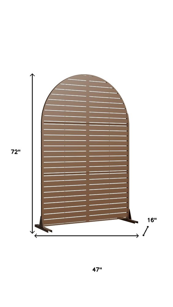 72" Brown Argyle Steel Three Panel Outdoor Privacy Screen — view 5