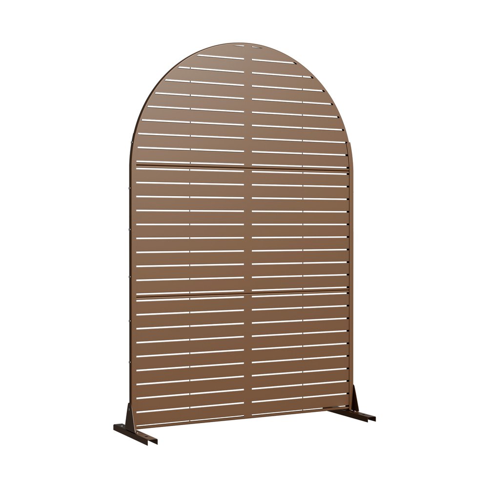 72" Brown Argyle Steel Three Panel Outdoor Privacy Screen — view 1