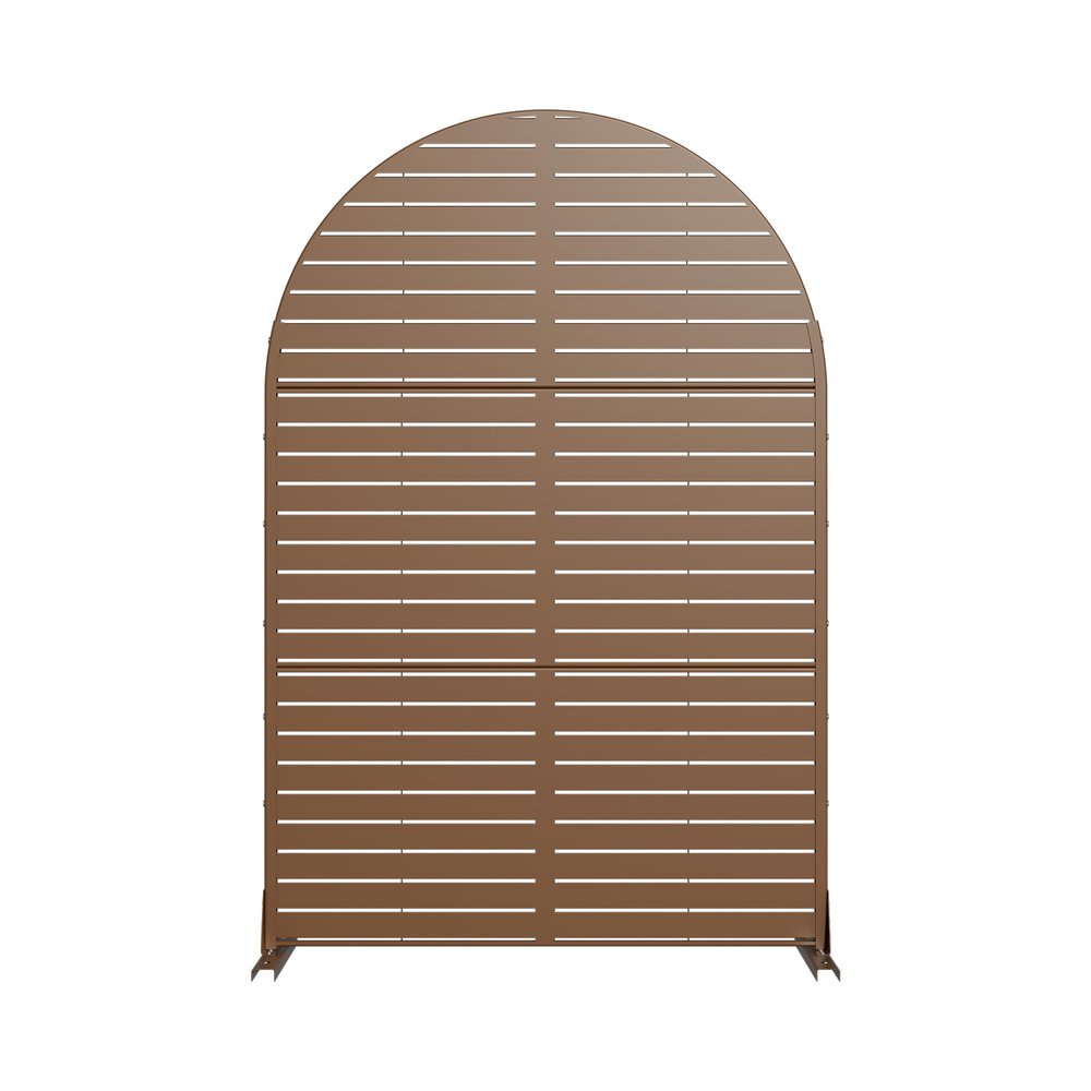 72" Brown Argyle Steel Three Panel Outdoor Privacy Screen — view 2