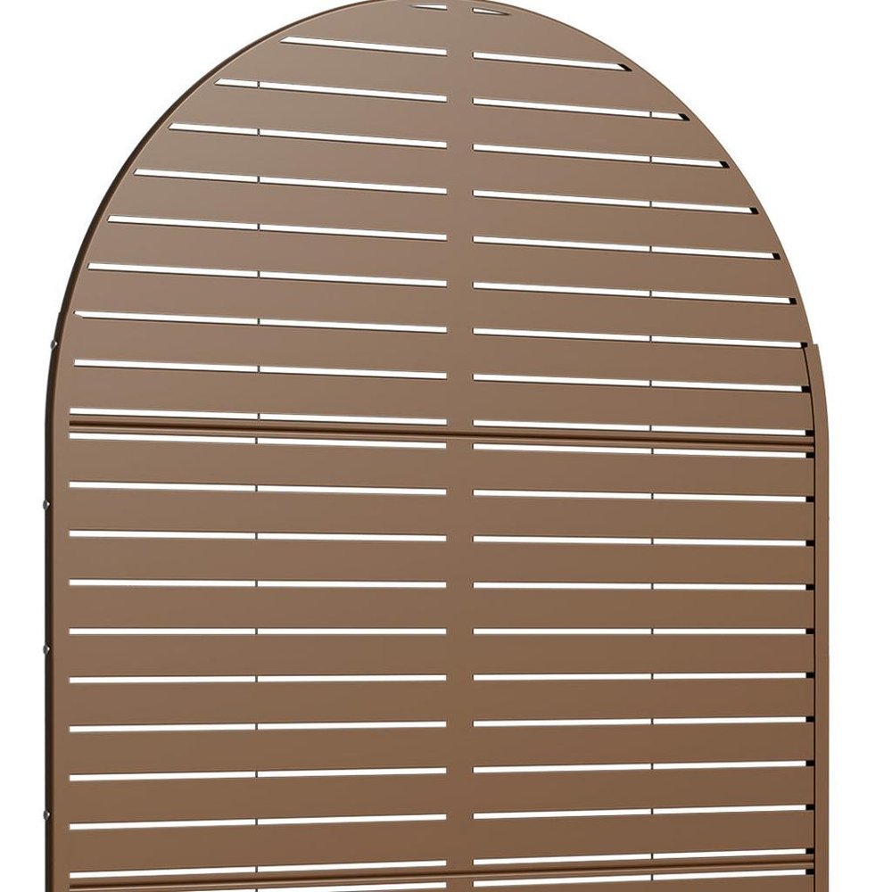 72" Brown Argyle Steel Three Panel Outdoor Privacy Screen — view 3