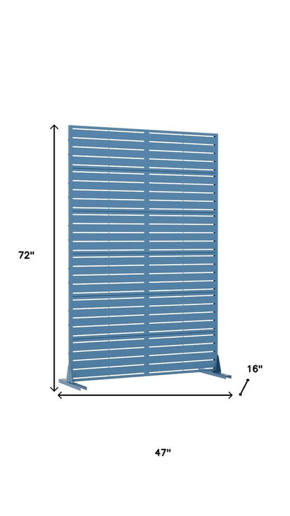 72" Blue Argyle Steel Six Panel Outdoor Privacy Screen HomeRoots
