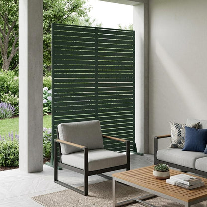 72" Green Argyle Steel Six Panel Outdoor Privacy Screen HomeRoots