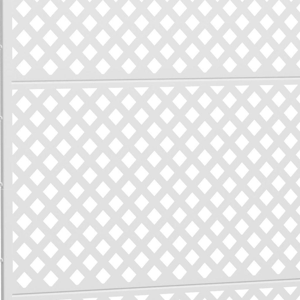 72" White Argyle Steel Three Panel Outdoor Privacy Screen HomeRoots