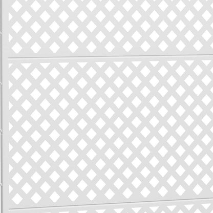 72" White Argyle Steel Three Panel Outdoor Privacy Screen HomeRoots