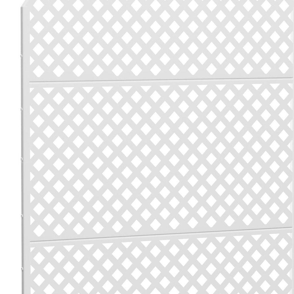 72" White Argyle Steel Three Panel Outdoor Privacy Screen — view 4