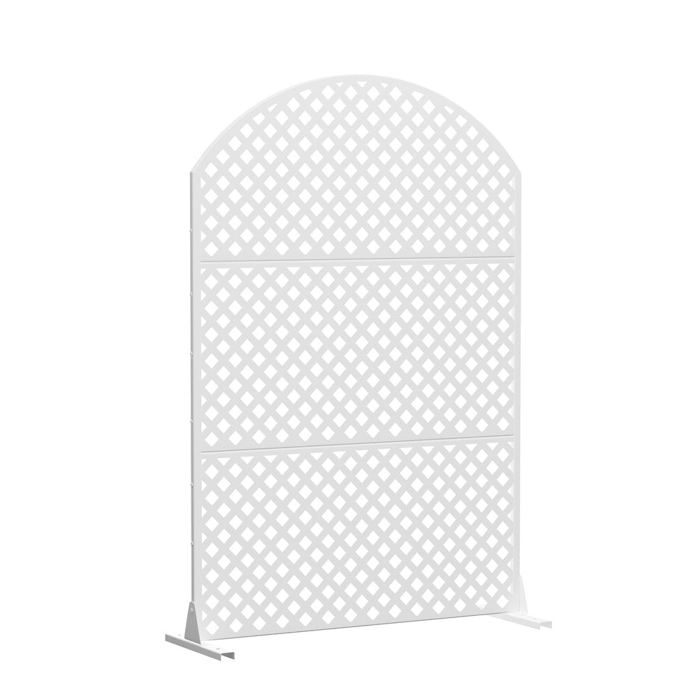 72" White Argyle Steel Three Panel Outdoor Privacy Screen HomeRoots