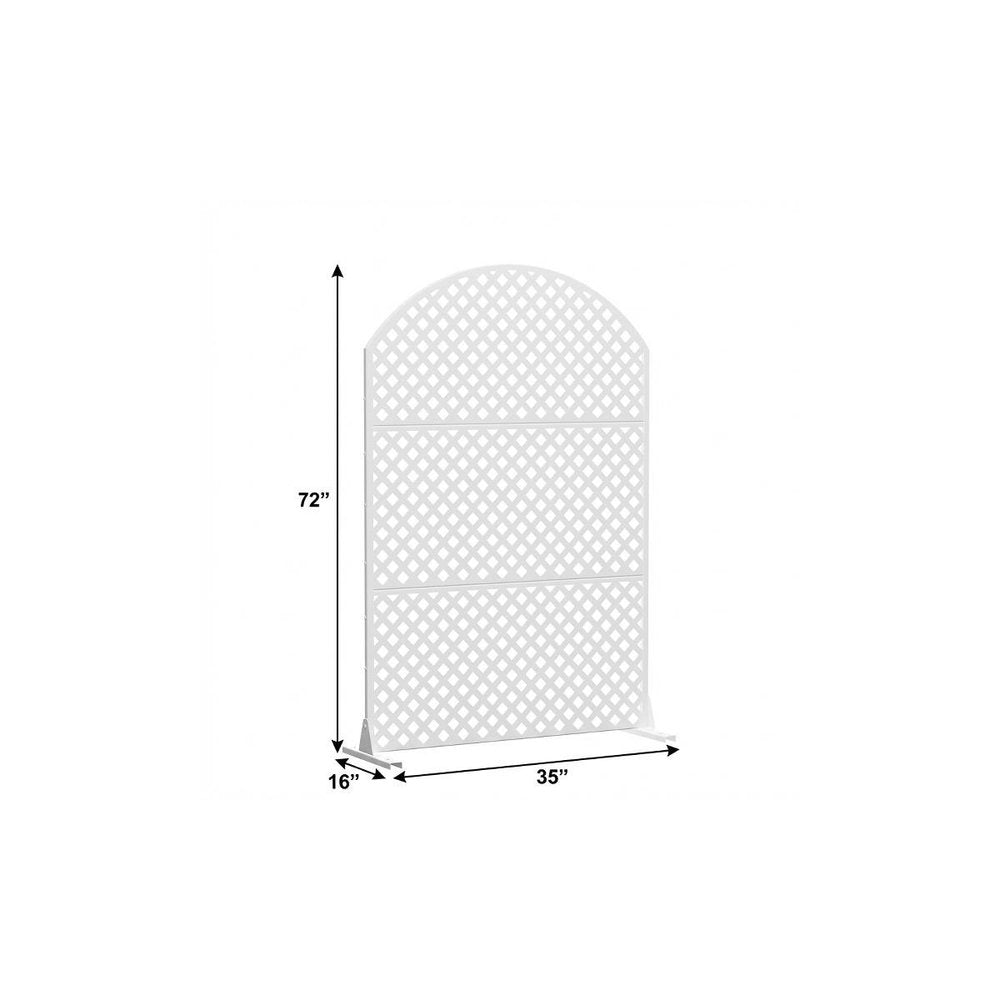 72" White Argyle Steel Three Panel Outdoor Privacy Screen HomeRoots