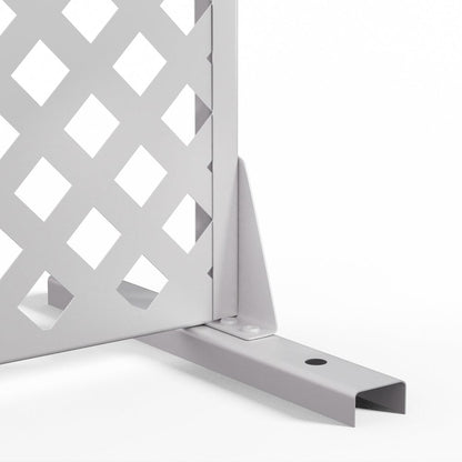 72" White Argyle Steel Three Panel Outdoor Privacy Screen HomeRoots